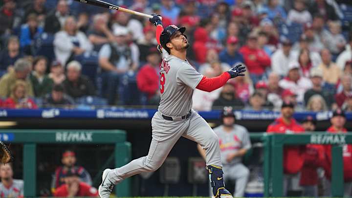Nolan Arenado prepares to bat for the St. Louis Cardinals in 2025.