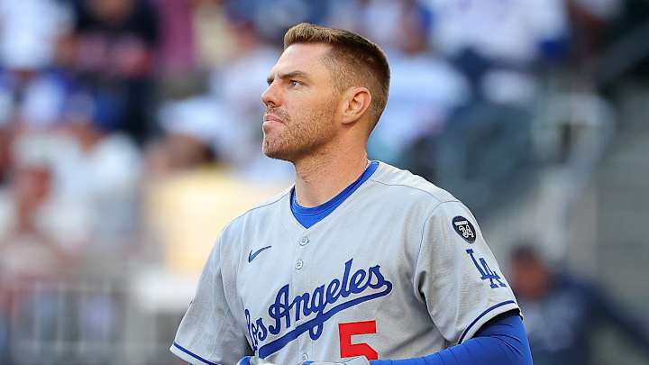 Freddie Freeman powering a swing during a game with the Los Angeles Dodgers