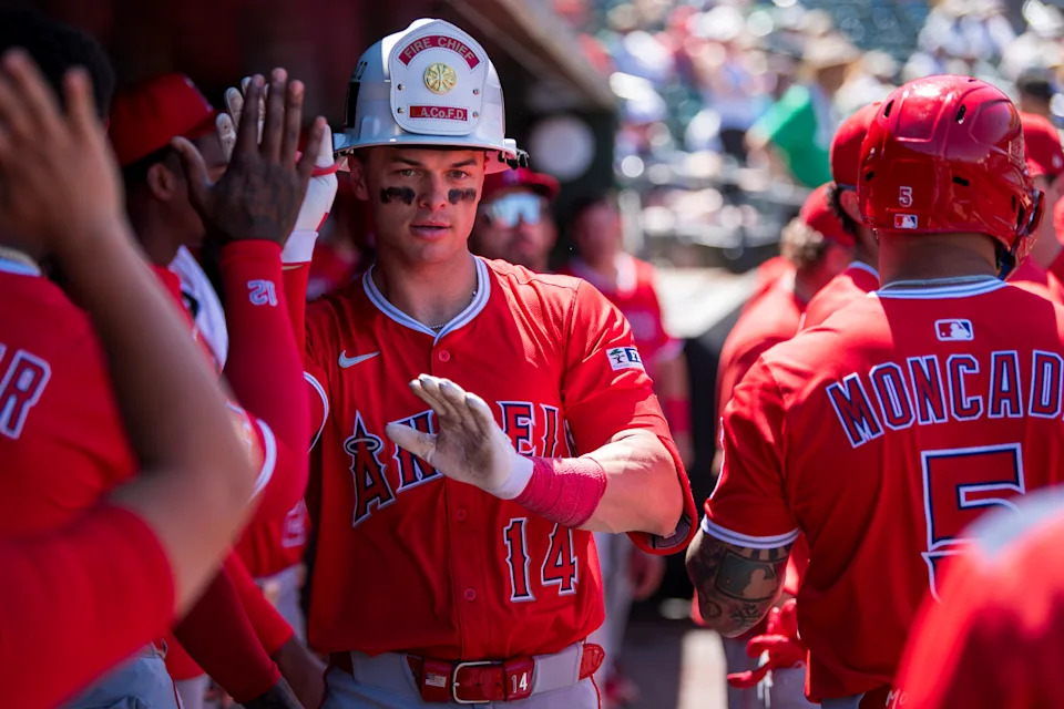 Taylor Ward celebrating grand slam for Angels